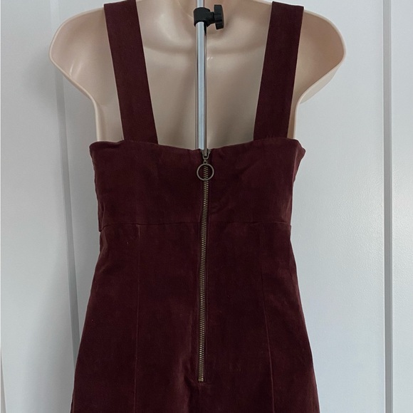 NWT Forever 21 Faux Suede/Woven Knee Length/ Mini Dress,Chocolate Color Size S. - Picture 2 of 5